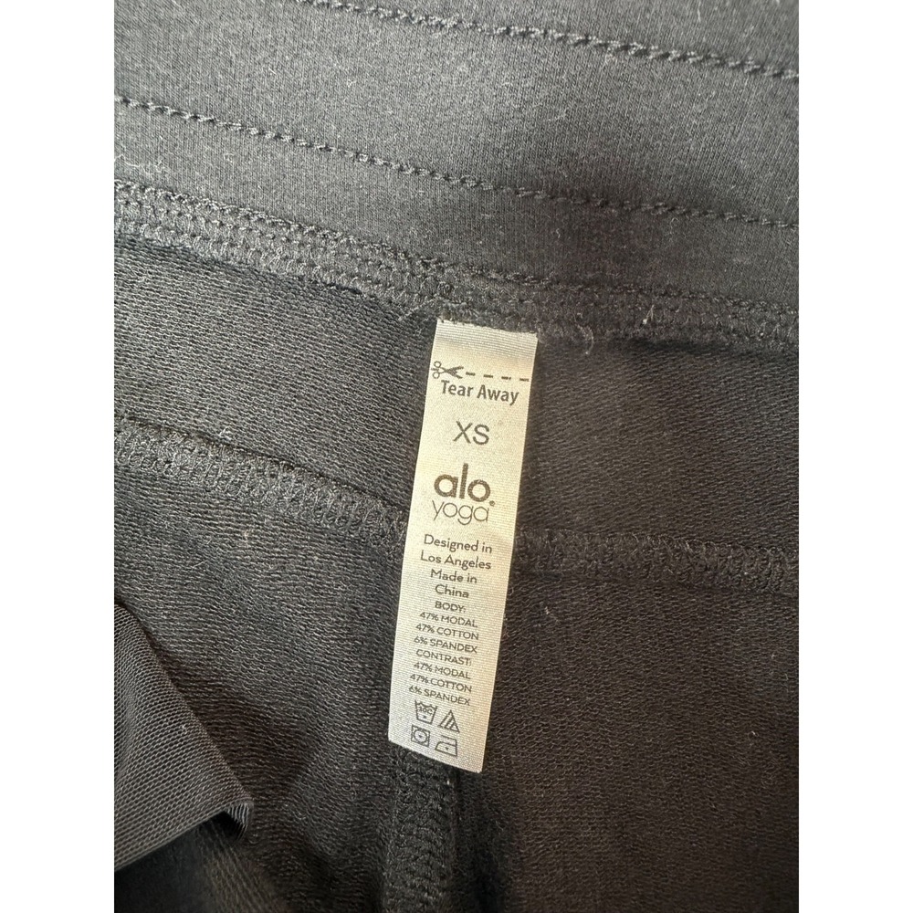 Alo Yoga Moto Jogger Pants Womens XS Black Ribbed Zip Pockets Drawstring Lounge - Picture 7 of 12